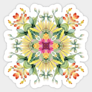 Yellow Mums Watercolor Pattern Sticker